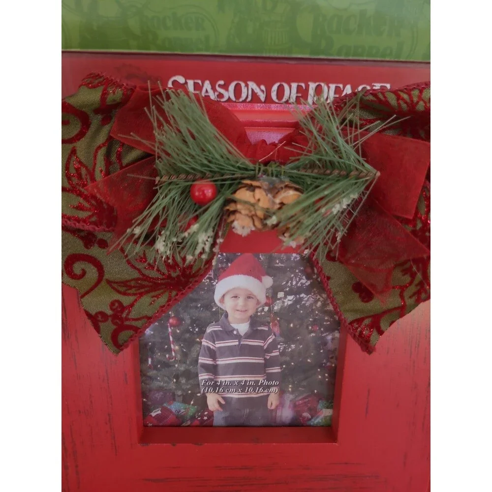 New 4x4 Season Of Peace Decorative Photo Frame Cracker Barrel Distressed BXD
